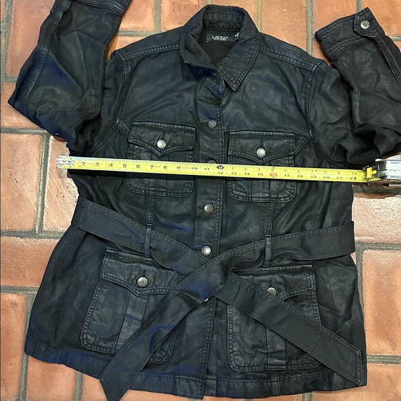 NWT Ralph Lauren Plus Size Black Onyx Belted Coated Denim Trucker Jacket Sz 14W - Picture 5 of 11